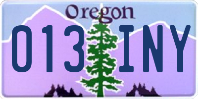OR license plate 013INY