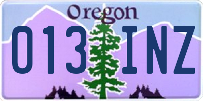 OR license plate 013INZ