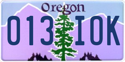 OR license plate 013IOK