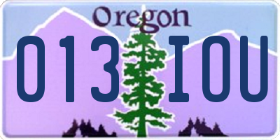 OR license plate 013IOU
