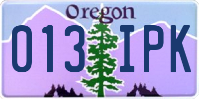 OR license plate 013IPK