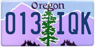 OR license plate 013IQK