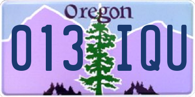 OR license plate 013IQU