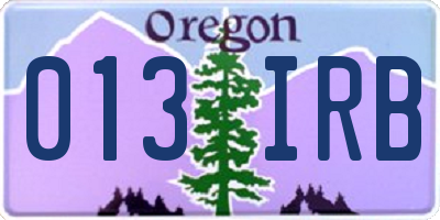 OR license plate 013IRB