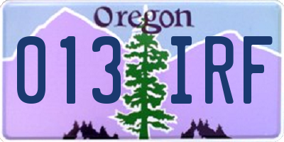 OR license plate 013IRF