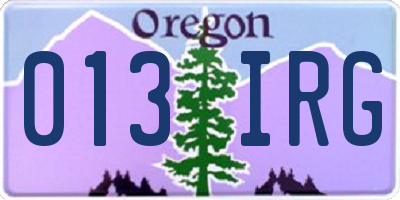 OR license plate 013IRG