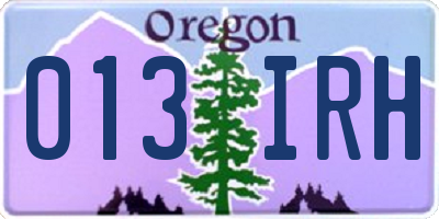 OR license plate 013IRH