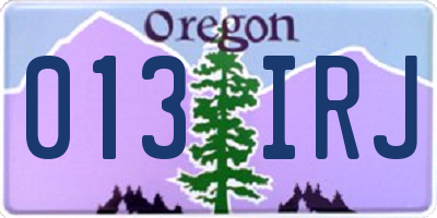 OR license plate 013IRJ