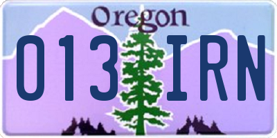 OR license plate 013IRN
