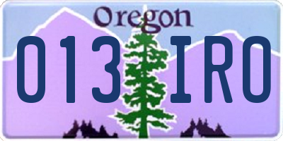 OR license plate 013IRO