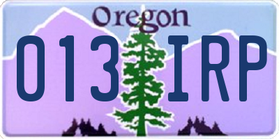OR license plate 013IRP