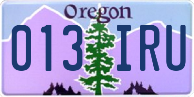 OR license plate 013IRU