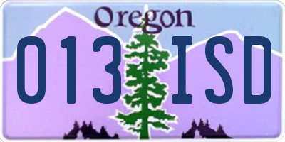 OR license plate 013ISD