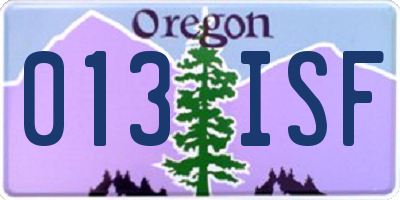 OR license plate 013ISF