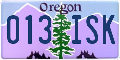 OR license plate 013ISK