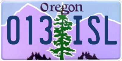 OR license plate 013ISL