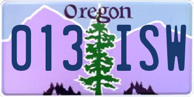 OR license plate 013ISW