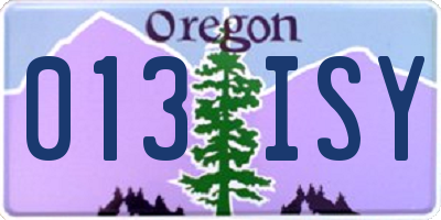 OR license plate 013ISY