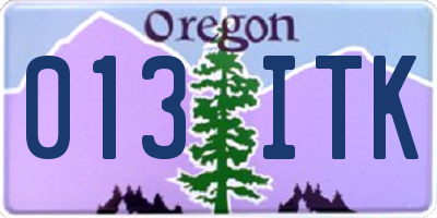 OR license plate 013ITK
