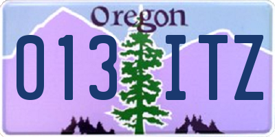 OR license plate 013ITZ