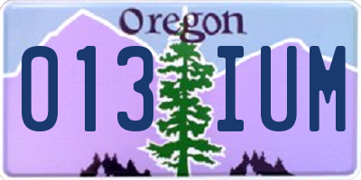 OR license plate 013IUM