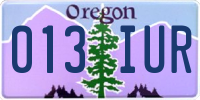 OR license plate 013IUR