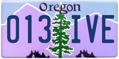 OR license plate 013IVE