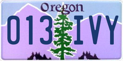 OR license plate 013IVY