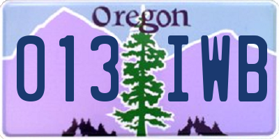 OR license plate 013IWB