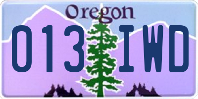 OR license plate 013IWD