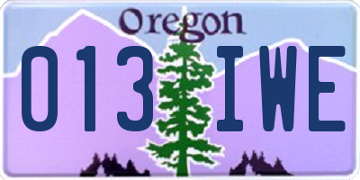 OR license plate 013IWE