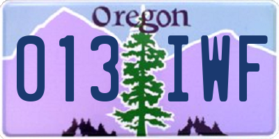OR license plate 013IWF