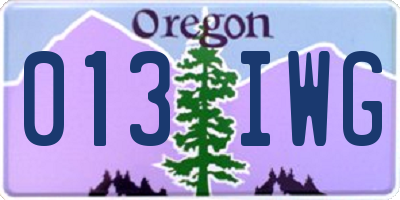 OR license plate 013IWG
