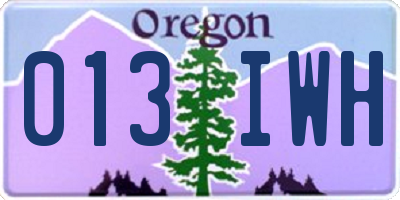 OR license plate 013IWH