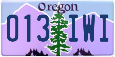 OR license plate 013IWI