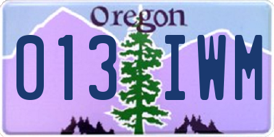 OR license plate 013IWM