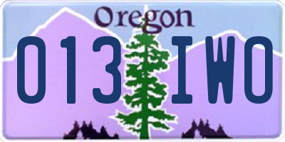 OR license plate 013IWO