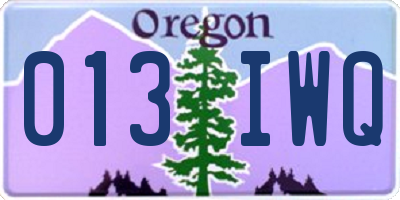 OR license plate 013IWQ