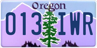 OR license plate 013IWR