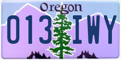 OR license plate 013IWY