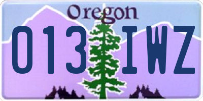 OR license plate 013IWZ