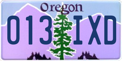 OR license plate 013IXD