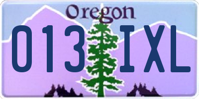 OR license plate 013IXL