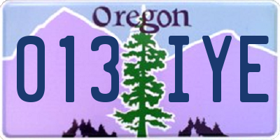 OR license plate 013IYE