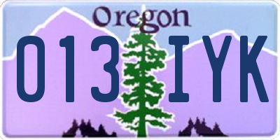 OR license plate 013IYK