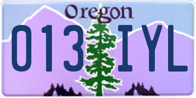 OR license plate 013IYL