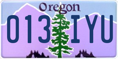 OR license plate 013IYU