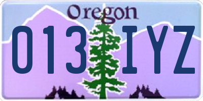 OR license plate 013IYZ