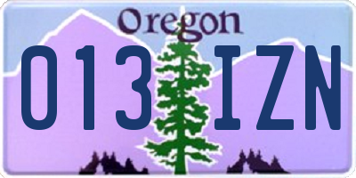 OR license plate 013IZN