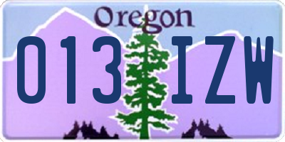 OR license plate 013IZW
